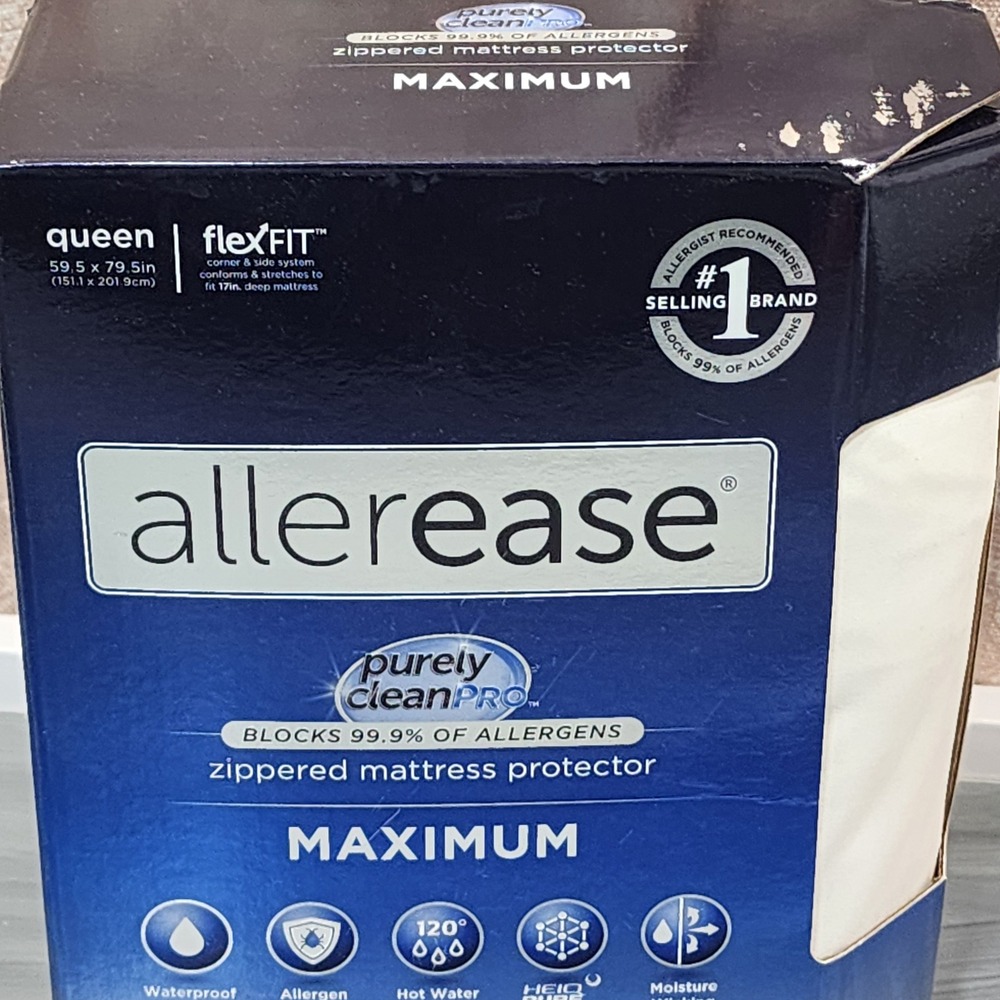 Allerease Purely Clean Pro Maximum Zippered Mattress Protector Queen Waterproof - Picture 4 of 8